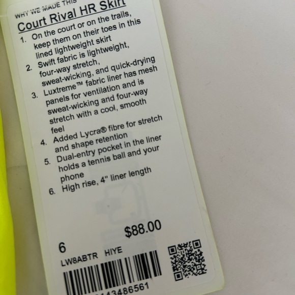 Lululemon Athletica Court Rival High Rise Skirt Size 6 - Picture 3 of 5